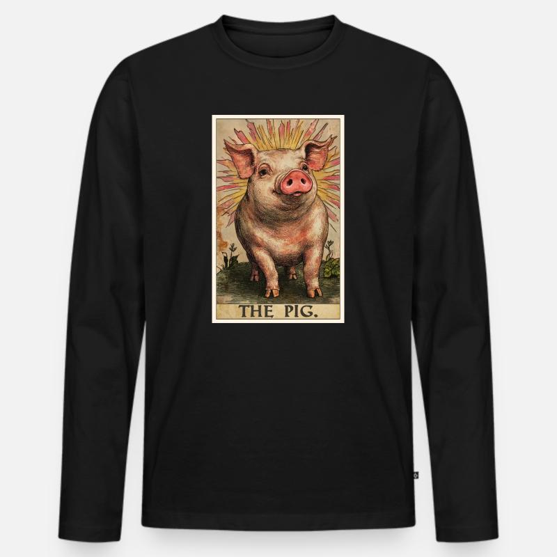 Schweine Schwein - Männer Premium Bio Langarmshirt - Schwarz
