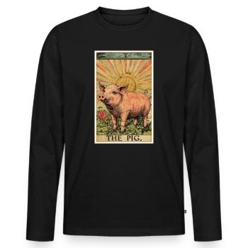 Cochon Cochon - T-shirt manches longues Premium bio Homme - noir - Devant - Nico (187cm)