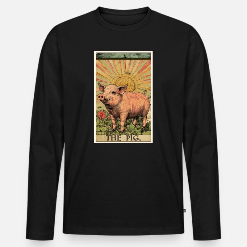 Schweine Schwein - Männer Premium Bio Langarmshirt - Schwarz