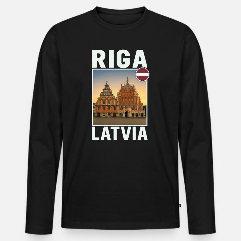 Riga Litauen - Männer Premium Bio Langarmshirt - Schwarz