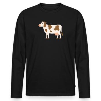 Pastel Cow with Brown Spots - Men's Premium Organic Long Sleeve Shirt - black - Front - Nico (187cm)