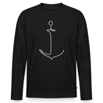 Ancre stylisée - Voilier maritime Sea - T-shirt manches longues Premium bio Homme - noir - Devant - Nico (187cm)