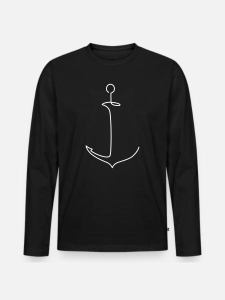 Stylized Anchor - Maritime Sailboat Sea - Men's Premium Organic Long Sleeve Shirt - black