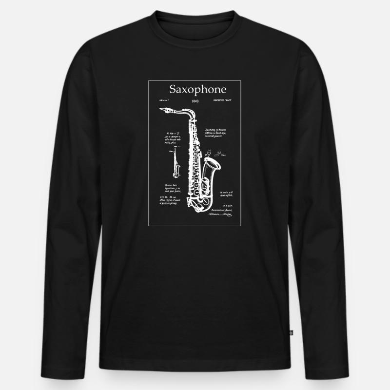 Noir-Saxophon-Bauplan - Männer Premium Bio Langarmshirt - Schwarz