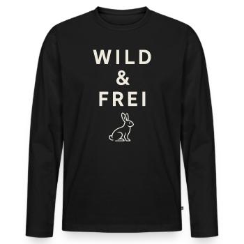 Wild & Free – Nature Statement Shirt - Men's Premium Organic Long Sleeve Shirt - black - Front - Nico (187cm)
