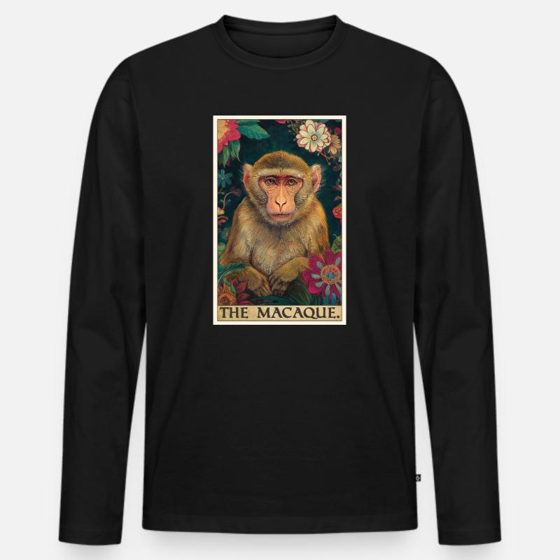 Makaken Makake - Männer Premium Bio Langarmshirt - Schwarz