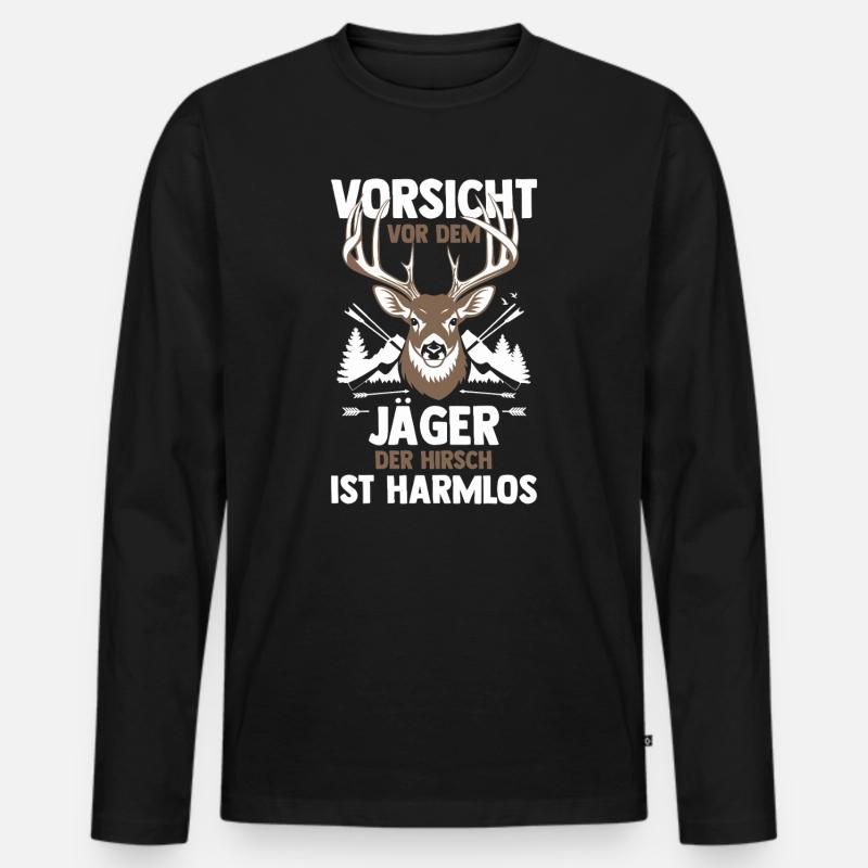 Jagd Jagen Waidmann Jäger - Männer Premium Bio Langarmshirt - Schwarz