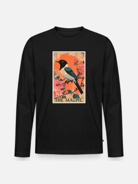 Elstern Elster - Männer Premium Bio Langarmshirt - Schwarz