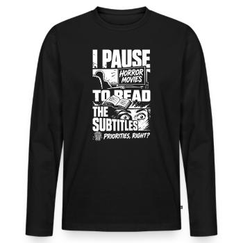 Horror Therapy Cheaper Than Reality - Men's Premium Organic Long Sleeve Shirt - black - Front - Nico (187cm)