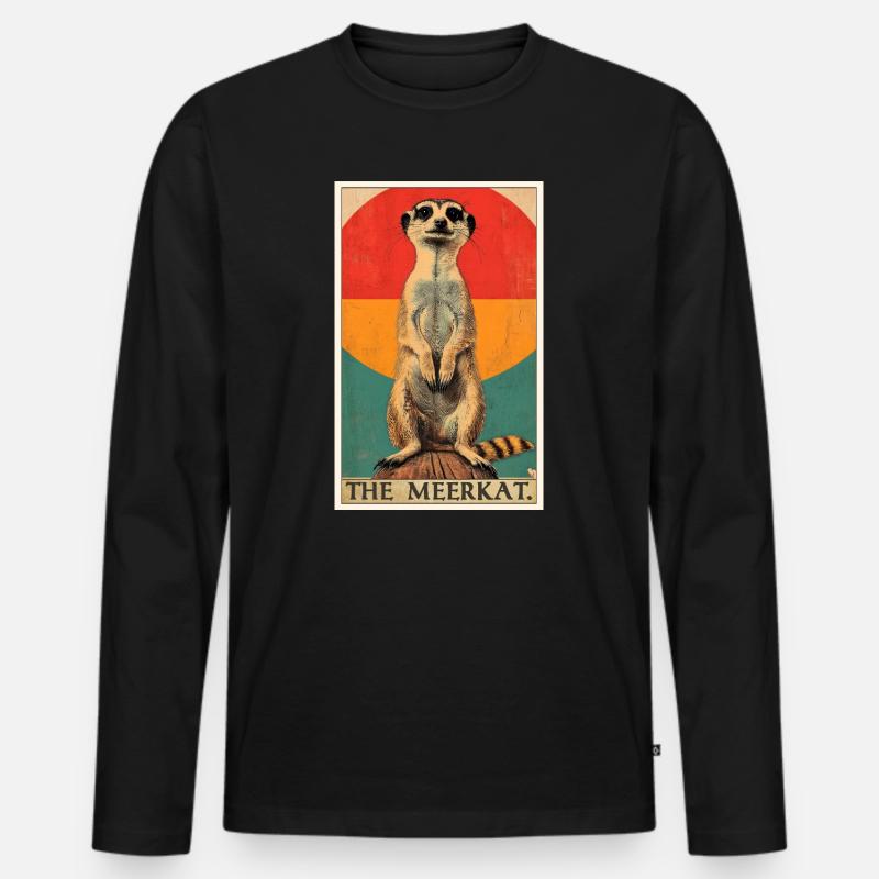 Suricate Erdmännchen - T-shirt manches longues Premium bio Homme - noir