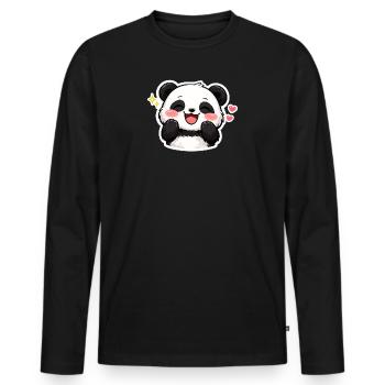 Happy Panda – Mode Amour ACTIVÉ 🐼💖 - T-shirt manches longues Premium bio Homme - noir - Devant - Nico (187cm)
