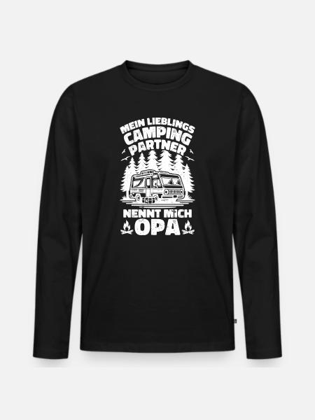 Lieblings Campingpartner Opa - Männer Premium Bio Langarmshirt - Schwarz