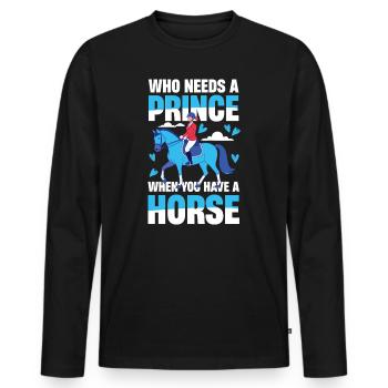 Qui a besoin d’un prince quand on a un cheval ? - T-shirt manches longues Premium bio Homme - noir - Devant - Nico (187cm)