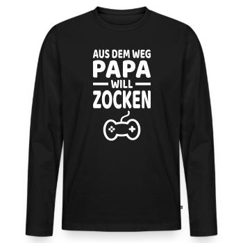 Papa Will Zocken - Männer Premium Bio Langarmshirt - Schwarz - Vorne - Nico (187cm)