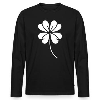 Silhouette de trèfle Symbole de chance irlandais - T-shirt manches longues Premium bio Homme - noir - Devant - Nico (187cm)