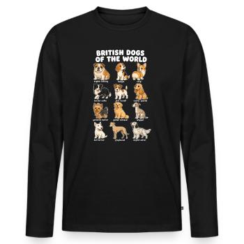 Tableau des races britanniques de chiens mignons - T-shirt manches longues Premium bio Homme - noir - Devant - Nico (187cm)