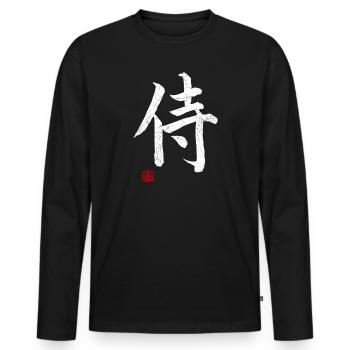 Samurai Kangi schrieb japanische Kampfkünste - Männer Premium Bio Langarmshirt - Schwarz - Vorne - Nico (187cm)