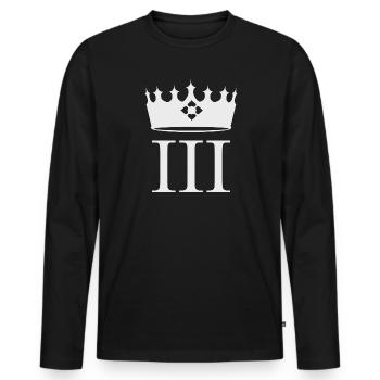 King Charles Krone - Männer Premium Bio Langarmshirt - Schwarz - Vorne - Nico (187cm)