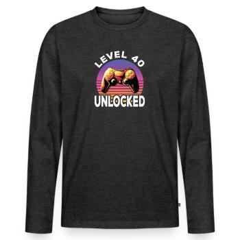 Level 40 Unlocked 40th Birthday Gamer - Men's Premium Organic Long Sleeve Shirt - heather anthracite - Front - Nico (187cm)