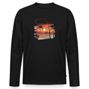 Vintage Beach Summertime - Men's Premium Organic Long Sleeve Shirt - black - Front - Nico (187cm)