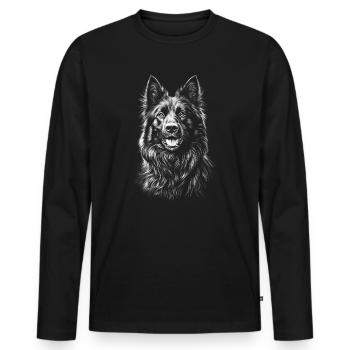 Tervuren Portrait Belgian Shepherd Dog - Men's Premium Organic Long Sleeve Shirt - black - Front - Nico (187cm)
