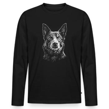 Australian Kelpie Portrait Hunde Hund - Männer Premium Bio Langarmshirt - Schwarz - Vorne - Nico (187cm)
