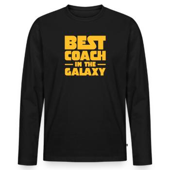 Best Coach In The Galaxy - T-shirt manches longues Premium bio Homme - noir - Devant - Nico (187cm)