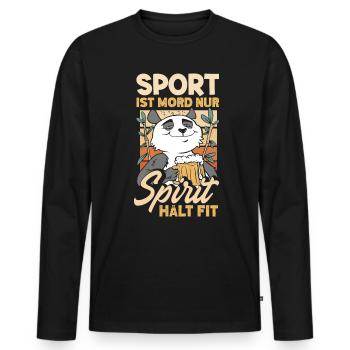 Sport ist Mord nur Sprit hält fit Biertrinker & - Männer Premium Bio Langarmshirt - Schwarz - Vorne - Nico (187cm)