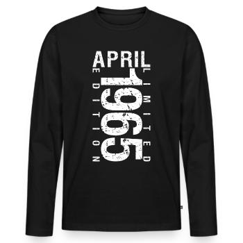 April 1965 April Geburtstagsgeschenk 1965 - Männer Premium Bio Langarmshirt - Schwarz - Vorne - Nico (187cm)