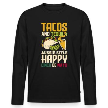 Tacos and tequila Aussie-style Happy Cinco de Mayo - Männer Premium Bio Langarmshirt - Schwarz - Vorne - Nico (187cm)