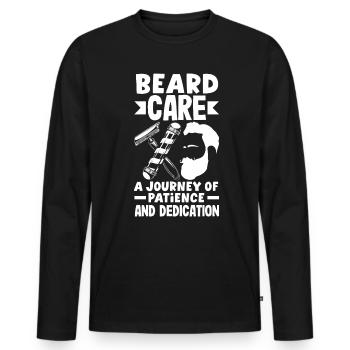 Beard care A journey of patience and dedication - Men's Premium Organic Long Sleeve Shirt - black - Front - Nico (187cm)
