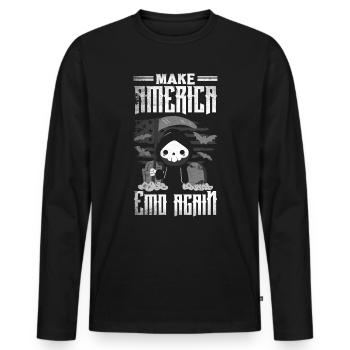 Emoticon Make America Emo Again Emocore Esthétique - T-shirt manches longues Premium bio Homme - noir - Devant - Nico (187cm)