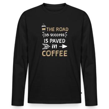 La route du succès est pavée de... - T-shirt manches longues Premium bio Homme - noir - Devant - Nico (187cm)