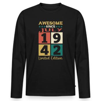 Awesome since July 1942 80th birthday Men's Fun - Men's Premium Organic Long Sleeve Shirt - black - Front - Nico (187cm)