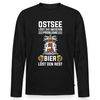 Ostsee Bier - Männer Premium Bio Langarmshirt - Schwarz - Vorne - Nico (187cm)