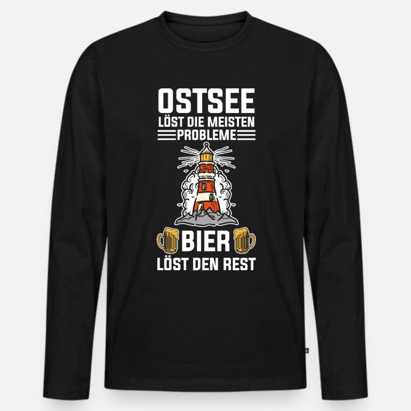 Ostsee Bier - Männer Premium Bio Langarmshirt - Schwarz