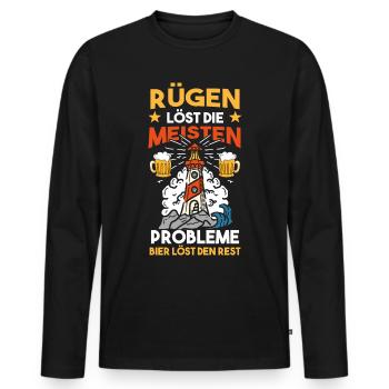 Leuchtturm Ostsee Urlaub Rügen - Männer Premium Bio Langarmshirt - Schwarz - Vorne - Nico (187cm)