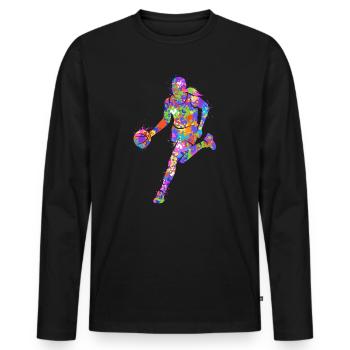 Joueur de basket-ball coloré joueur de basket-ball basket-ball - T-shirt manches longues Premium bio Homme - noir - Devant - Nico (187cm)