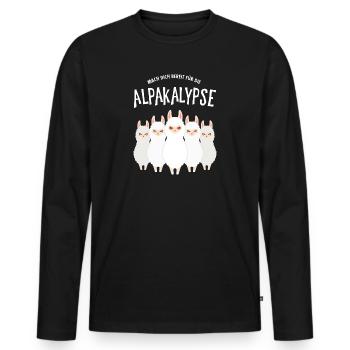 Alpakalypse Lama Alpaka Halloween Kostüm - Männer Premium Bio Langarmshirt - Schwarz - Vorne - Nico (187cm)
