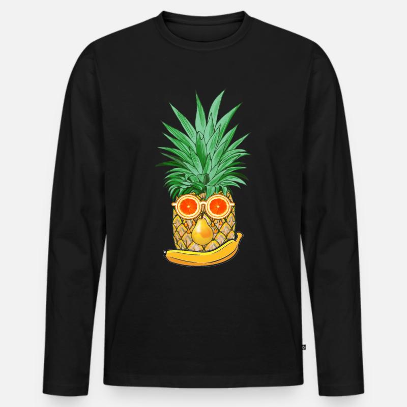 Sommer Früchte - Männer Premium Bio Langarmshirt - Schwarz