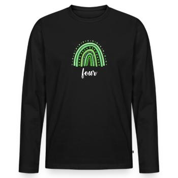 Grün Regenbogen Vier Jahre 4. Geburtstag - Männer Premium Bio Langarmshirt - Schwarz - Vorne - Nico (187cm)