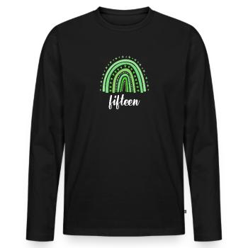 Green Rainbow Quinze ans 15e anniversaire - T-shirt manches longues Premium bio Homme - noir - Devant - Nico (187cm)