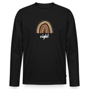 Orange Rainbow Eight Years 8th Birthday - Men's Premium Organic Long Sleeve Shirt - black - Front - Nico (187cm)