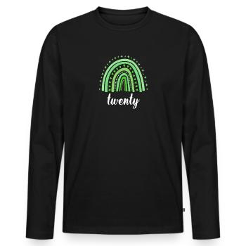 Grün Regenbogen Zwanzig Jahre 20. Geburtstag - Männer Premium Bio Langarmshirt - Schwarz - Vorne - Nico (187cm)