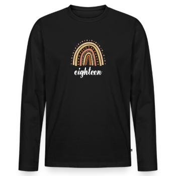 Orange Rainbow Eighteen Years 18th Birthday - Men's Premium Organic Long Sleeve Shirt - black - Front - Nico (187cm)