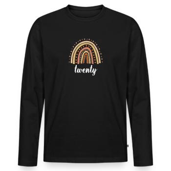 Orange Regenbogen Zwanzig Jahre 20. Geburtstag - Männer Premium Bio Langarmshirt - Schwarz - Vorne - Nico (187cm)