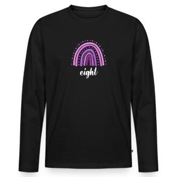 Lila Regenbogen Acht Jahre 8. Geburtstag - Männer Premium Bio Langarmshirt - Schwarz - Vorne - Nico (187cm)