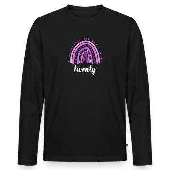 Lila Regenbogen Zwanzig Jahre 20. Geburtstag - Männer Premium Bio Langarmshirt - Schwarz - Vorne - Nico (187cm)