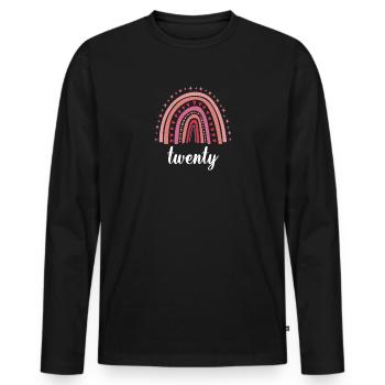 Rot Regenbogen Zwanzig Jahre 20. Geburtstag - Männer Premium Bio Langarmshirt - Schwarz - Vorne - Nico (187cm)
