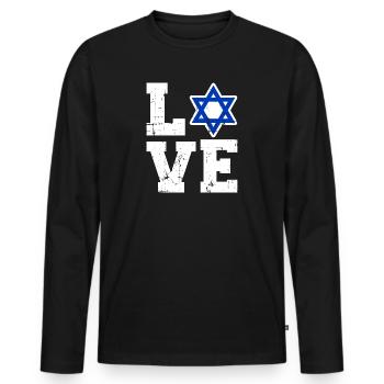 Israel - Men's Premium Organic Long Sleeve Shirt - black - Front - Nico (187cm)